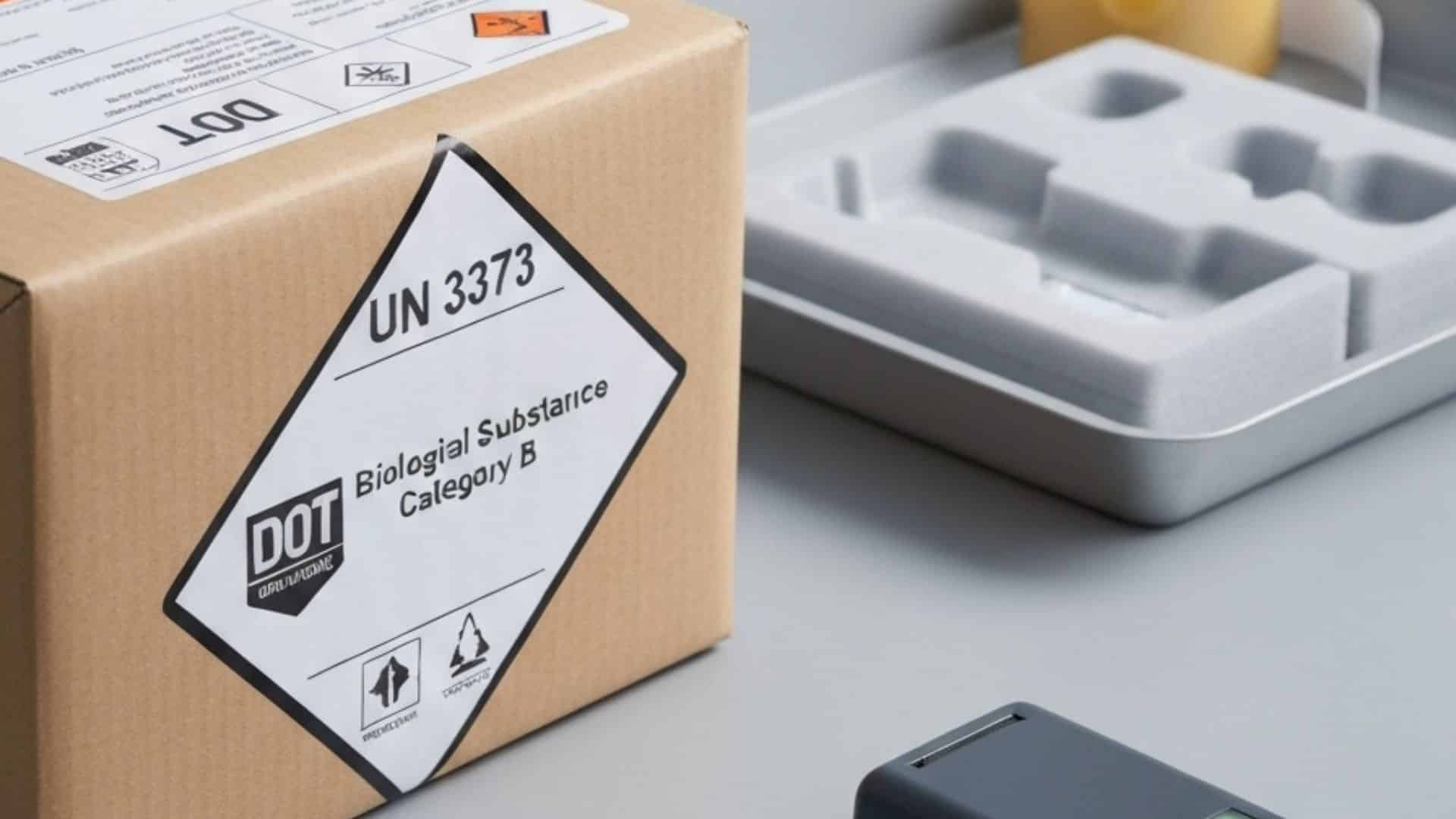 DOT hazardous materials shipping labels and UN 3373 packaging for biological substance transport compliance