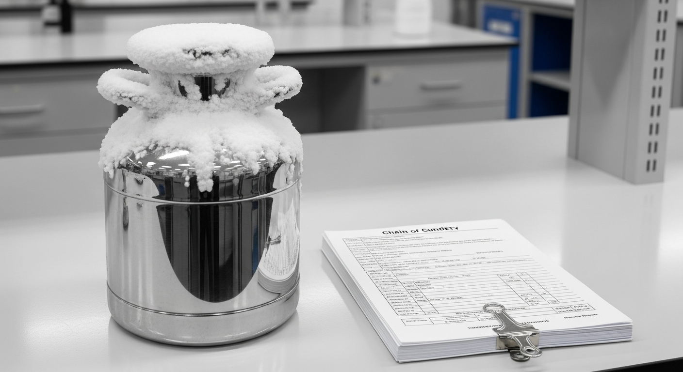 Reproductive specimen transport cryogenic dry shipper for IVF fertility logistics
